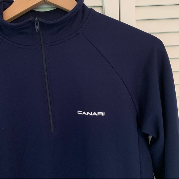 Canari Men’s Large Navy Blue Long Sleeve Cycling Racing Jersey 1/4 Zip USA Made - Picture 5 of 12